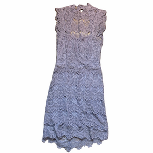 Free People Delicate Romantic Lined Lace Open Back Midi Dress Periwinkle Small